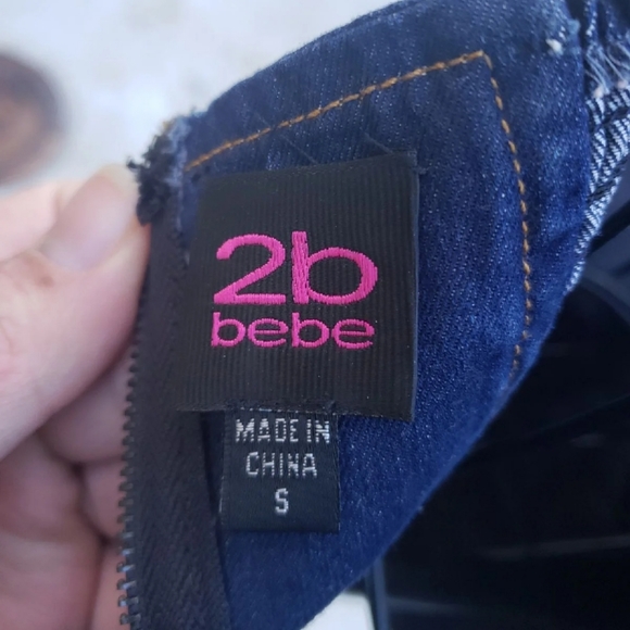 2b Bebe Denim and Silk dress - Picture 3 of 3